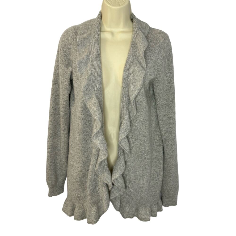 Charter Club Women's 100% 2-Ply Cashmere Ruffle Open Cardigan Sweater S